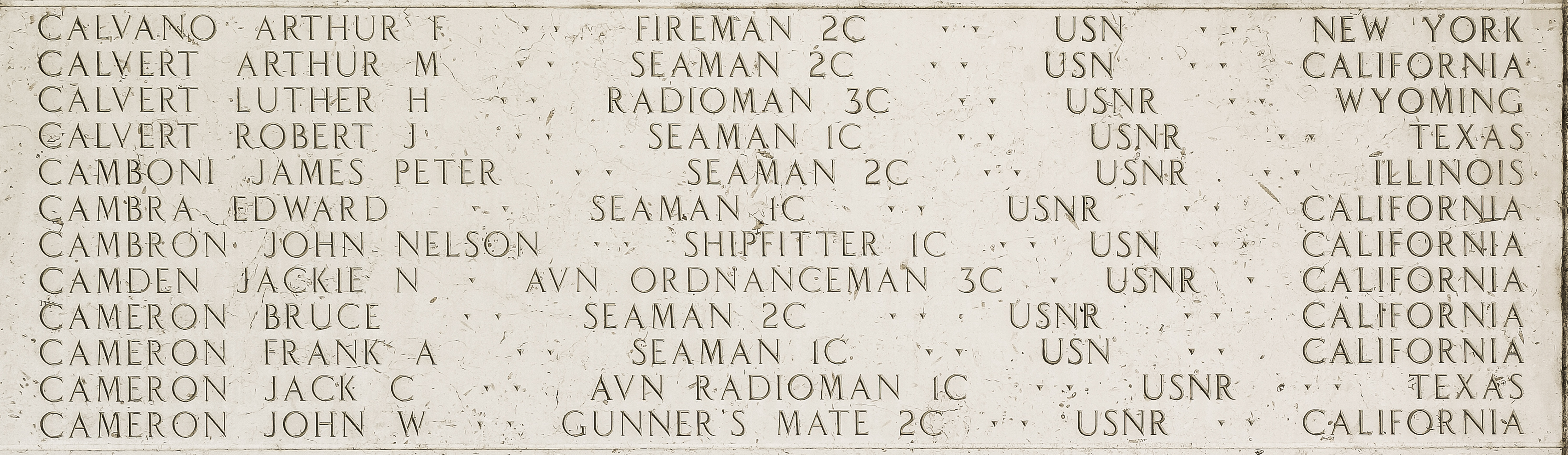 Luther H. Calvert, Radioman Third Class